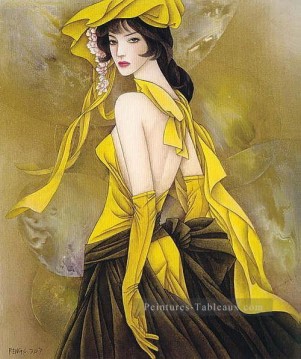  Jaune Tableaux - Feng cj fille chinoise en jaune